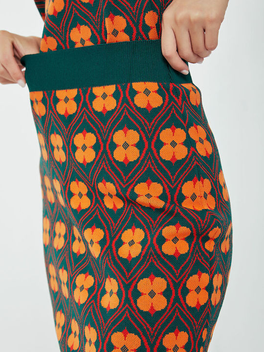 Mini Φούστα Floral Πορτοκαλι