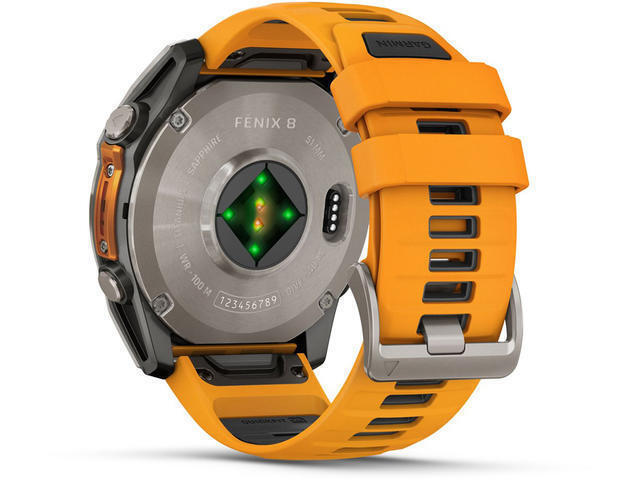 Garmin Fenix 8 Titanium 51mm Αδιάβροχο Smartwatch με Παλμογράφο (Sapphire, Titanium With Spark Orange/Graphite Silicone Band)