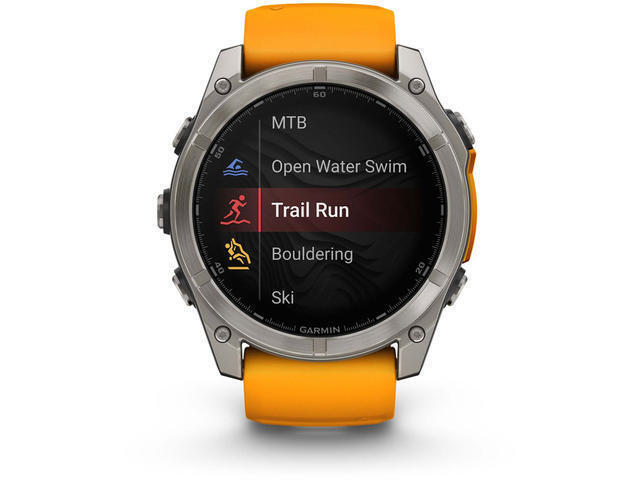 Garmin Fenix 8 Titanium 51mm Αδιάβροχο Smartwatch με Παλμογράφο (Sapphire, Titanium With Spark Orange/Graphite Silicone Band)