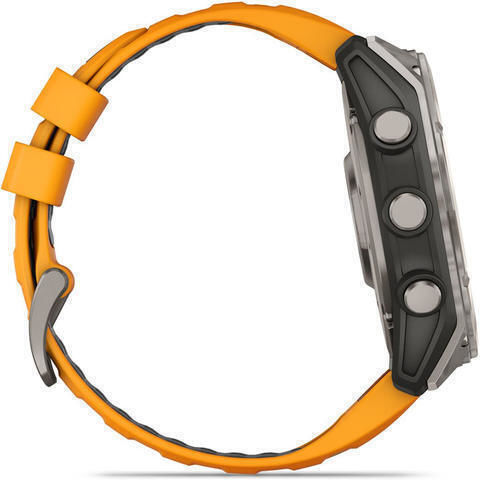 Garmin Fenix 8 Titanium 51mm Waterproof Smartwatch with Heart Rate Monitor (Sapphire, Titanium With Spark Orange/Graphite Silicone Band)