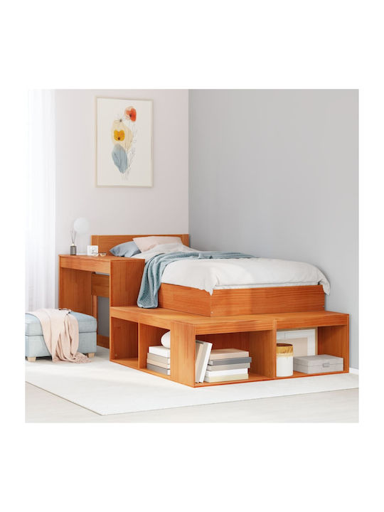 Kids Desk made of Solid Wood Brown Wax 104.5x29x75cm