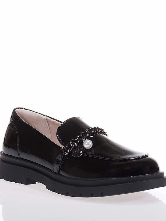 Mayoral Girls Leather Moccasins Black