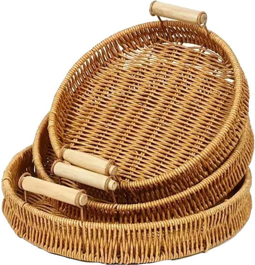 Tatu Moyo Holz Rund Serviertablett mit Griffen in Beige Farbe 27x27x4.5cm 1255208380 1Stück