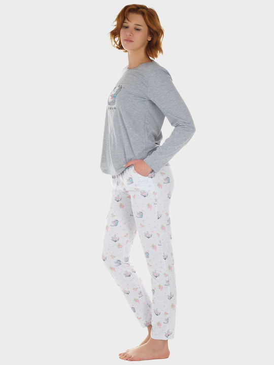 Vienetta Secret Winter Damen Pyjama-Set Grey