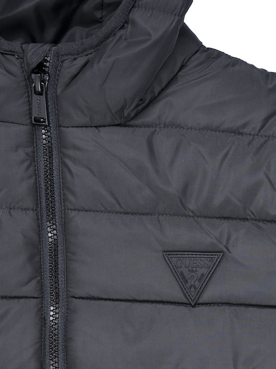 Kids' Quilted Jacket with Hood Black