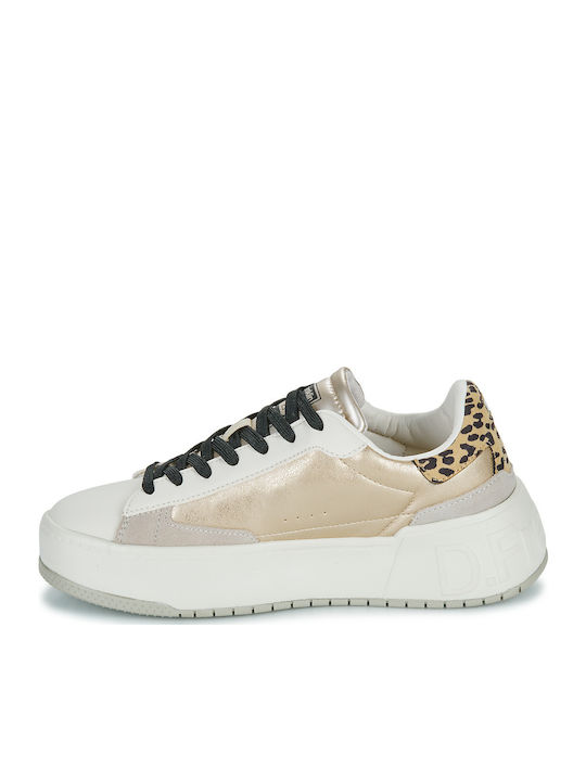 Damen Flatforms Sneakers Gold / Leopard