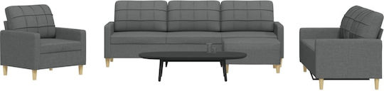 Living Room Furniture Set 3-Seater & 2-Seater & Armchair Gray