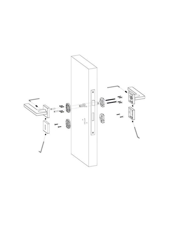 Convex Lever Middle Door with Rosette 2145 Nickel Matte