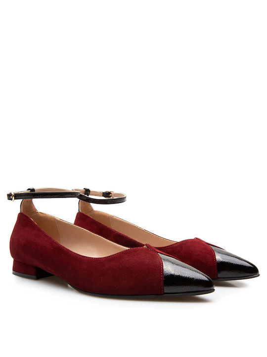 Labrini Damen Ballerinas in Burgundisch Farbe