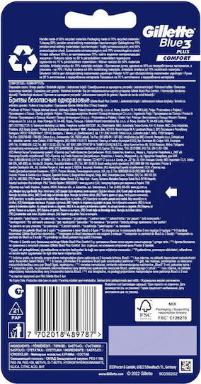 Gillette Blue3 Plus Comfort Razor cu Capete de schimb 3 lame 4buc