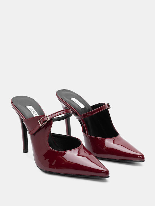 Luigi Thin Heel Mules Burgundy