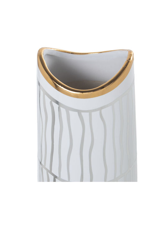 Vase Alexandra House Living White Gold Ceramic 13 X 14 X 41 Cm