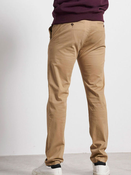 Funky Buddha Men's Trousers Chino Elastic in Regular Fit Sand