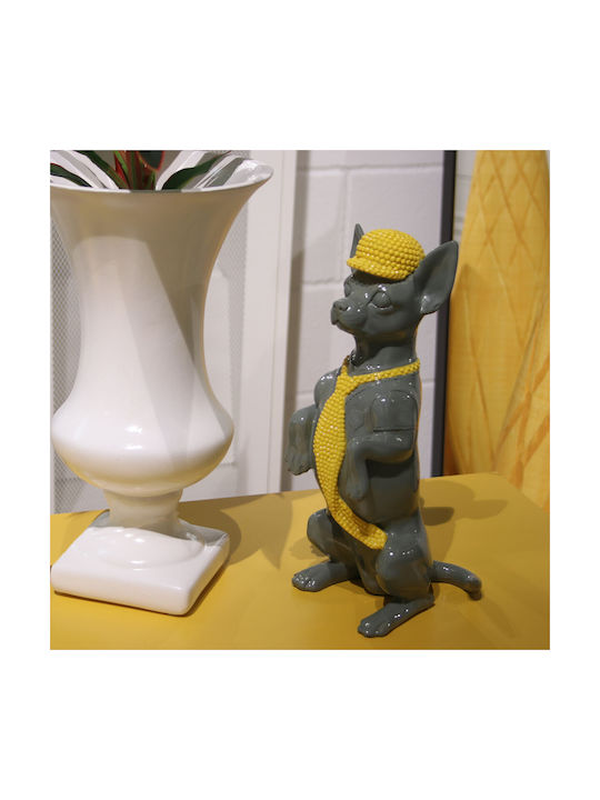 Decorative Figure Alexandra House Living Yellow Grey Plastic Dog Tie 12 X 16 X 30 Cm