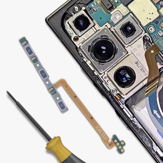 Clappio Кабел за Включване/Изключване + Регулиране на Звука за Galaxy S24 Ultra Съвместим Черен
