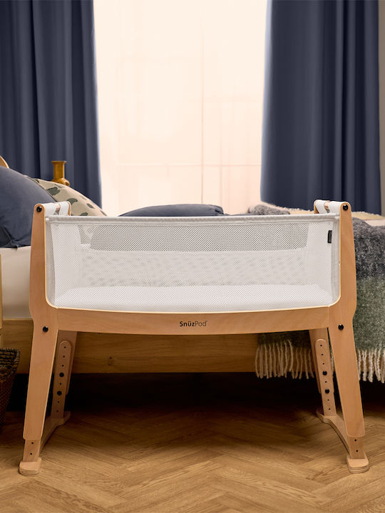 Snuz Cradle with Mattress and Side Opening Natural