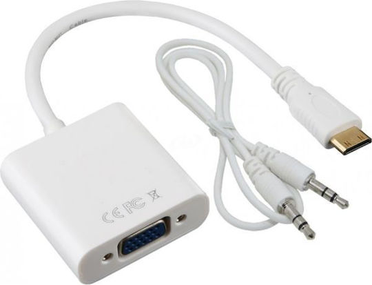 Mini HDMI To VGA Adapter High-Quality Audio Cable Included