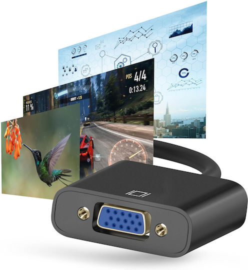 Авизар мъжки HDMI към женски VGA адаптер HD 1080p качество на изображението компактен 20см черен