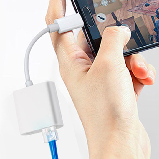 Usb-C-zu-Ethernet-Adapter + USB-C-Ladegerät Stabile Internetverbindung Weiß