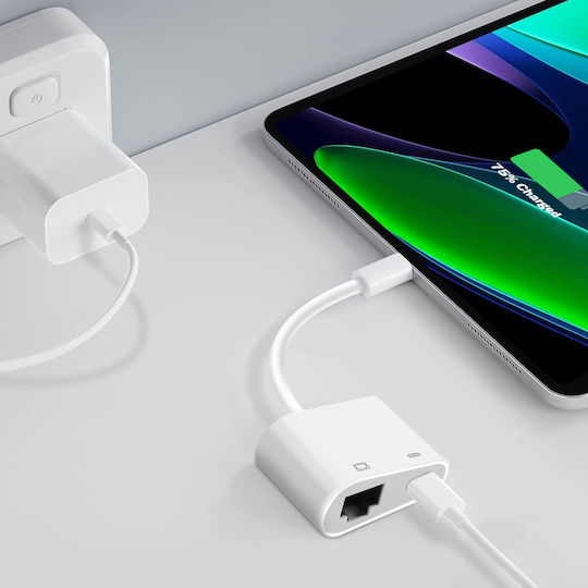 Usb-C-zu-Ethernet-Adapter + USB-C-Ladegerät Stabile Internetverbindung Weiß