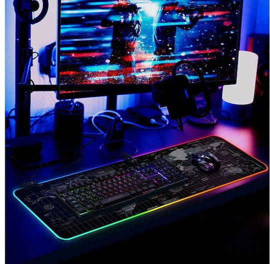 Mouse Pad Zola Rubberized Gaming Map World Colored Led 7 Colors 4 Lighting Modes