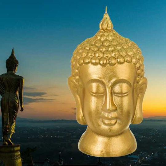 Lumânare Decorativă Mercaton Cap Buddha Model 3D 11 X 21 Cm Auriu