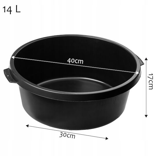Kadax Basin Round Capacity 14lt Black 6pcs