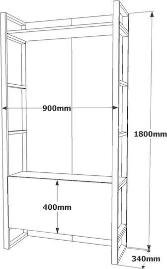 Aberdeen Мебели за антре със Закачалка Бор/антрацит 90x34x180 см