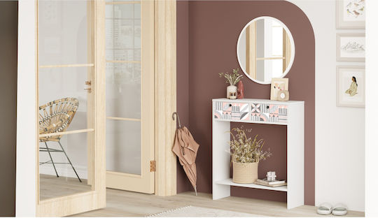 Orkney Wooden Console Table with Mirror White/Pine L80.4xW24.8xH90cm