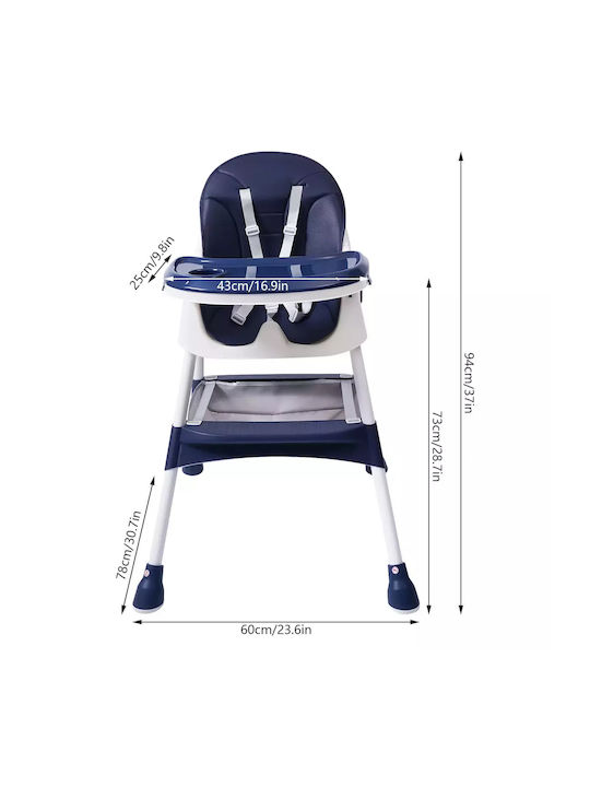 Highchair with Plastic Frame & Leatherette Seat Blue