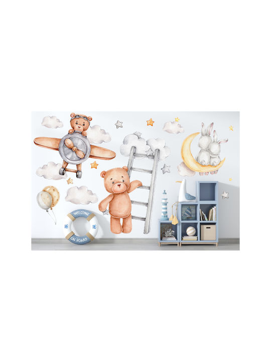 Autocolante pentru Camera Copiilor Urs Decorare Copii Bej Gri 60x120