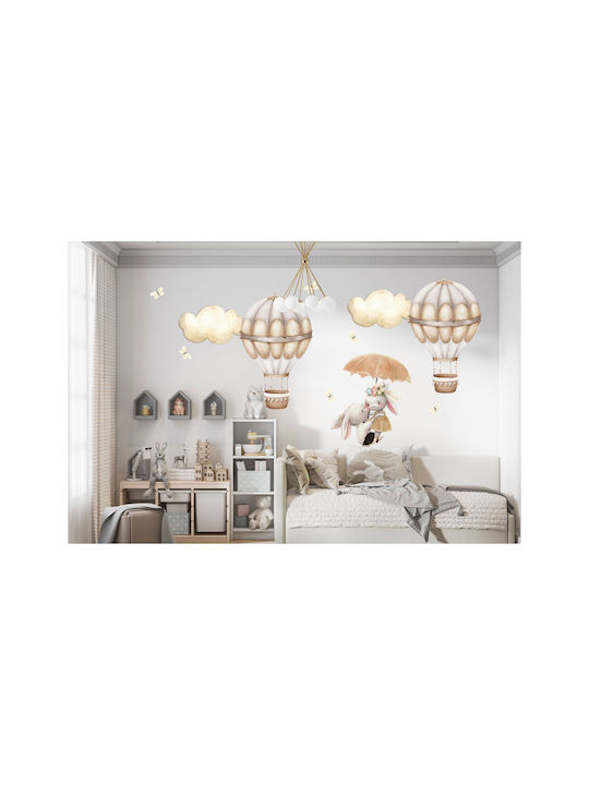 Kinder Wandsticker Hase Wolken Ballons Beige 120x240