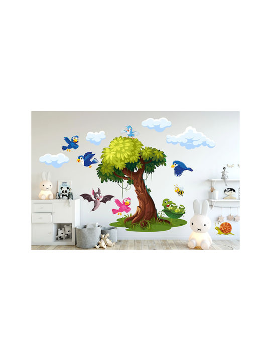 Kinder Wandsticker Baum Bunte Vögel Wanddeko Set 120x240