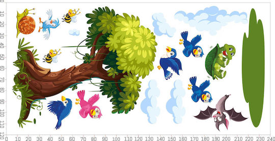 Kinder Wandsticker Baum Bunte Vögel Wanddeko Set 120x240
