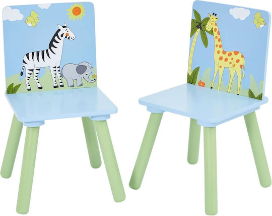 Kids Table and Chairs Set for Painting made of Wood Blue