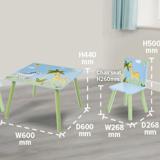 Kids Table and Chairs Set for Painting made of Wood Blue