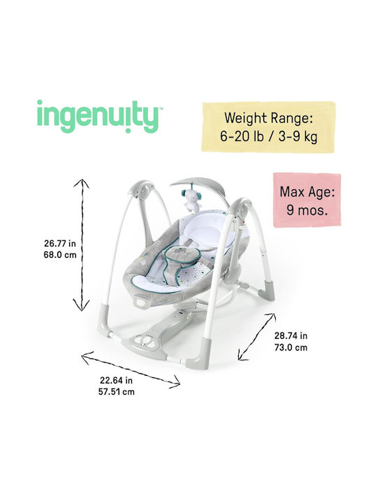 Ingenuity Електрически Релакс Бебе Люлка ConvertMe Swing 2 Сив