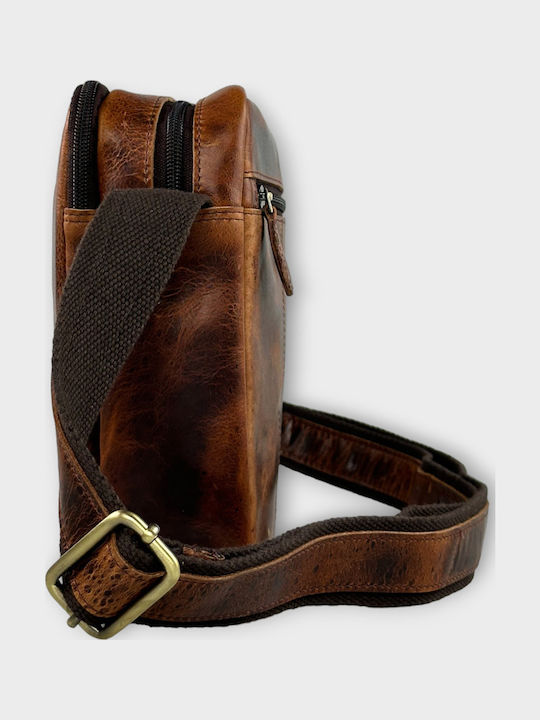 Leder Herrentasche Schulter / Crossbody Tabac Braun