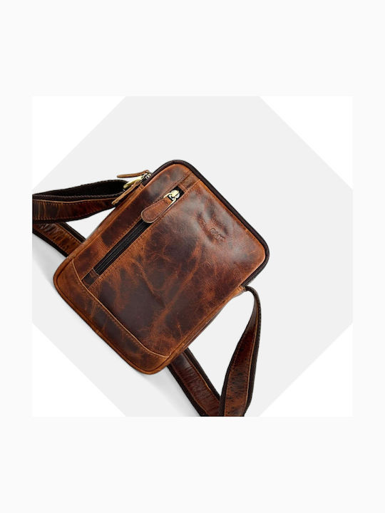 Leder Herrentasche Schulter / Crossbody Tabac Braun