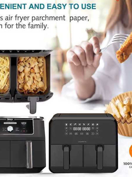 Mercaton Set 50 Baking Frying Papers Airfryer Double Layer Rectangular Shape 40 G/m² 14 X 22 Cm