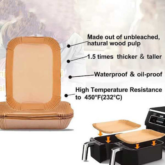 Set Mercaton 50 Foi de Copt și Prăjit pentru Airfryer Dublu Strat Formă Dreptunghiulară 40 G/m² 14 X 22 Cm
