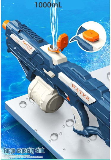 Pistol cu Apă pentru Copii Rezervor 600ml Flippy 14+ Ani Baterie Electrică 1200mAh Explozie Albastru Alb 1000ml