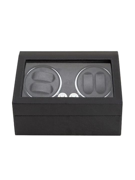 Cutie Întors Ceasuri Iuni Watch Winder 4 + 6 Spații de Depozitare Piele Ecologică Neagră