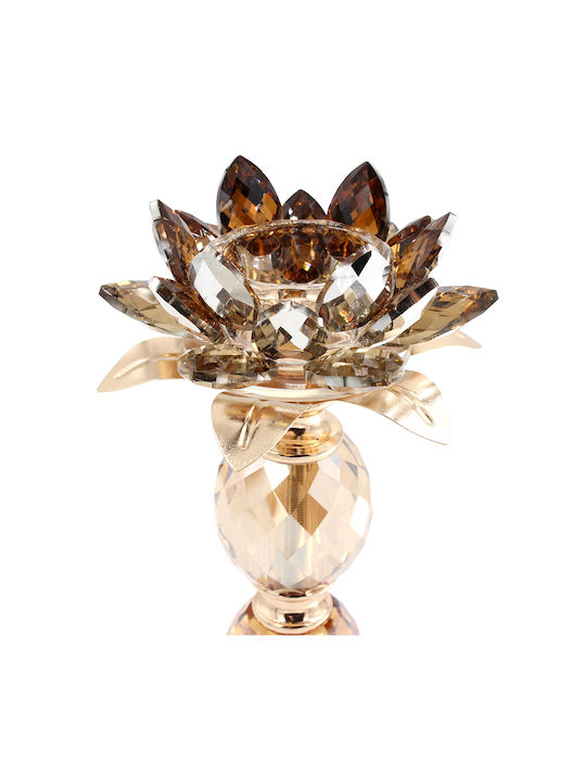 Suport pentru lumânări din metal Φ11x23 cm Cristale aurii Keskor 79506