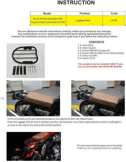 C-Racer Σχάρα Royal Enfield Interceptor 650 2018-2022