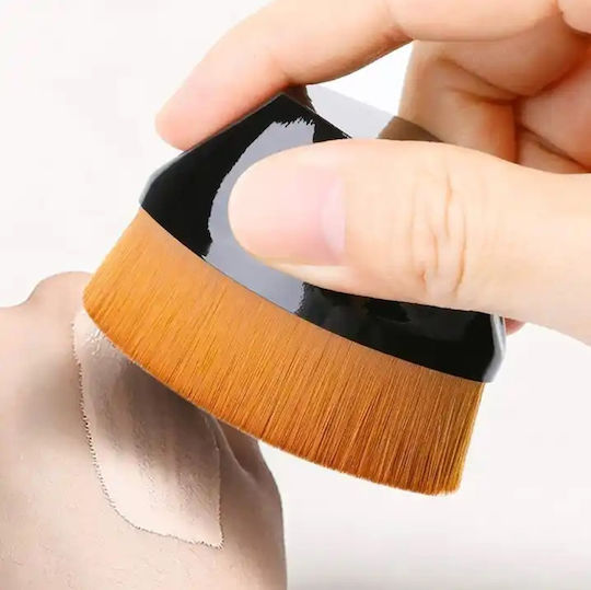 Silberner Kabuki Foundation Pinsel Zola Ergonomisches Design Kunststoff Synthetische Borsten 6 cm Schwarz
