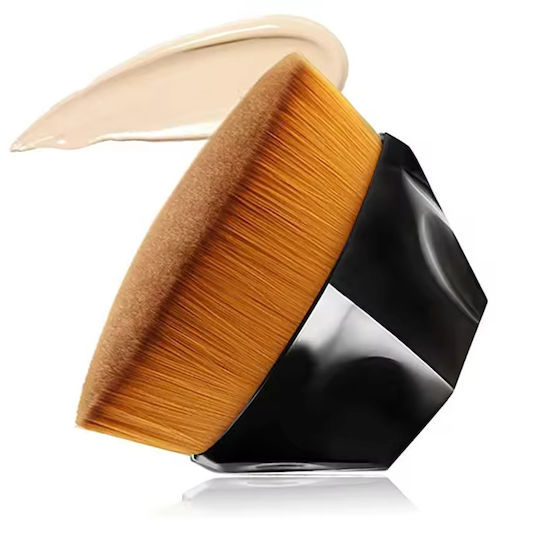 Silberner Kabuki Foundation Pinsel Zola Ergonomisches Design Kunststoff Synthetische Borsten 6 cm Schwarz