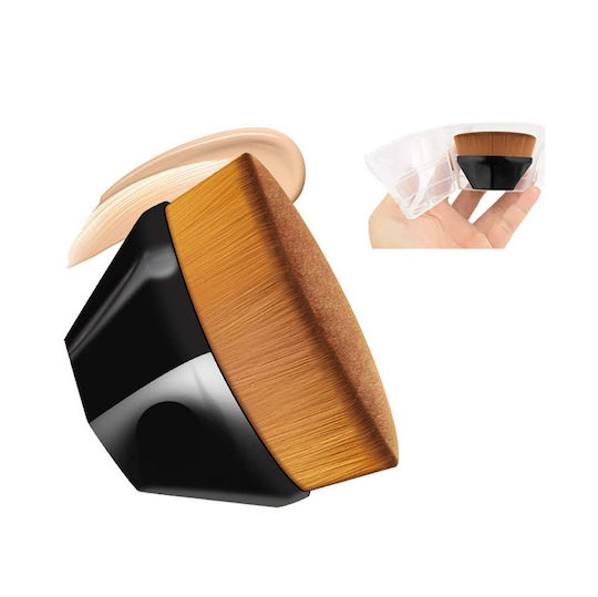 Silberner Kabuki Foundation Pinsel Zola Ergonomisches Design Kunststoff Synthetische Borsten 6 cm Schwarz