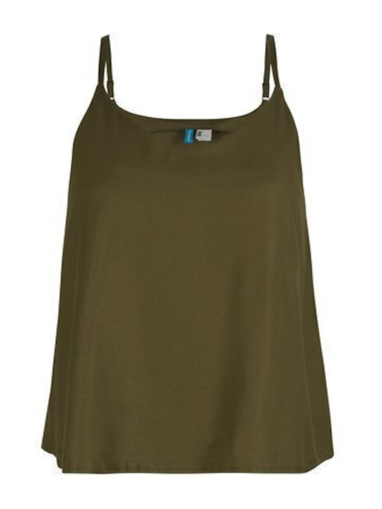 Women's Summer Blouse with Straps & V Neckline Khaki