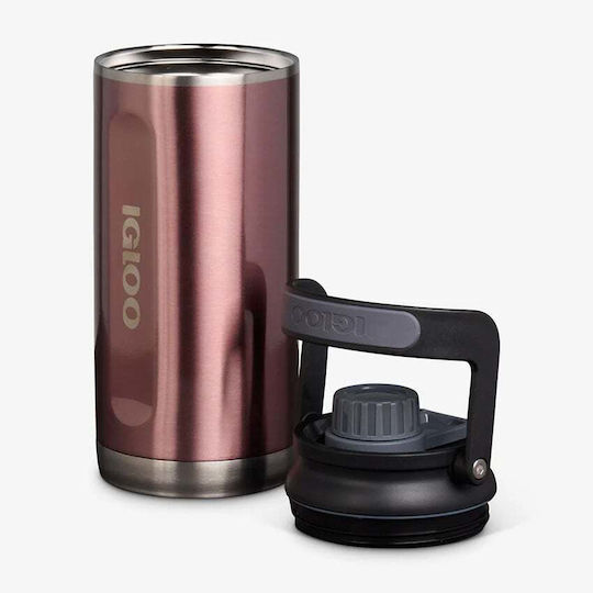 Igloo Glass Thermos Stainless Steel / Plastic 1.064lt Pink with Straw